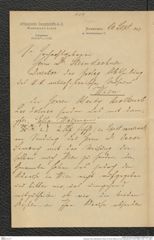 Nachlass Franz Steindachner, Brief von Ernst Varths an Franz Steindachner (16.09.1890), Inv.Nr. 1.01, Seite 1